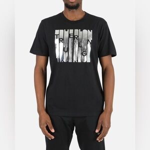True Religion Black Metallic Foil Column Graphic Tee.  Size Medium